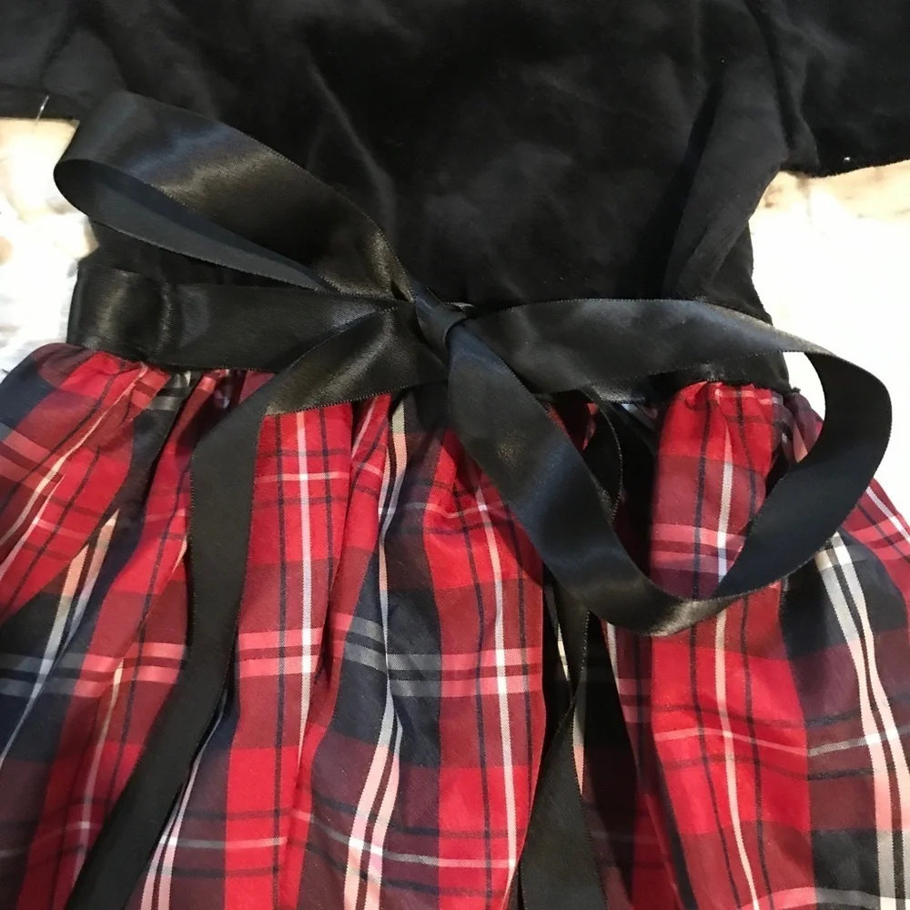 🎁Velvet & Plaid Dress